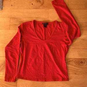 Express Scoop Neck Jersey 95% Cotton 5% Spandex, Sz M, Red, Repaired defect